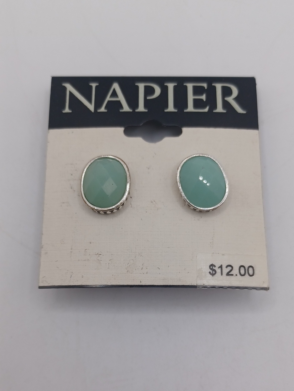 Napier Mint Green Faceted Oval Stud Earrings